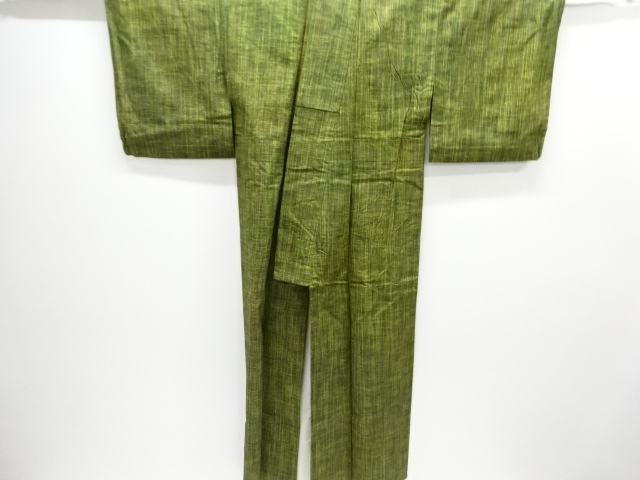  縞織り出し手織り紬単衣着物